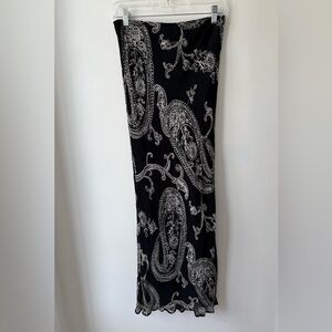 Y2K Black Paisley Maxi Skirt or Strapless Dress, Ruffled Hem | Size M/L